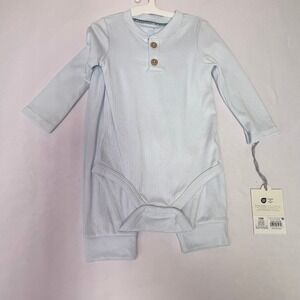 Cloud Island Baby Outfit Set 12 Months Blue Pointelle Bodysuit & Pants 2 Pc NWT